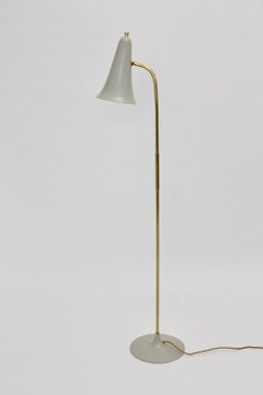 Scandinavian Modern Vintage Grey Brass Metal Floor Lamp Denmark, circa 1950