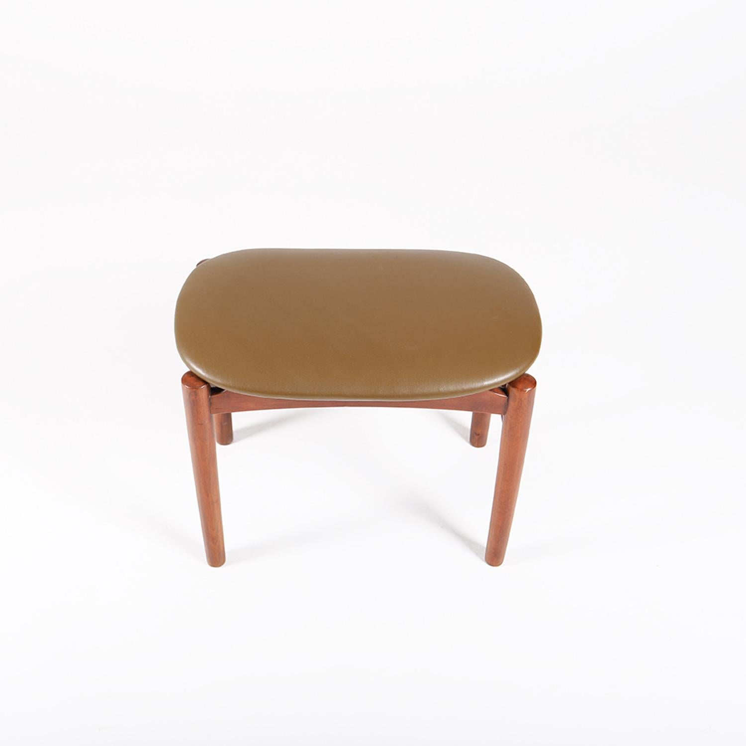 20th Century Scandinavian Modern Upholstered Beech Footstool
