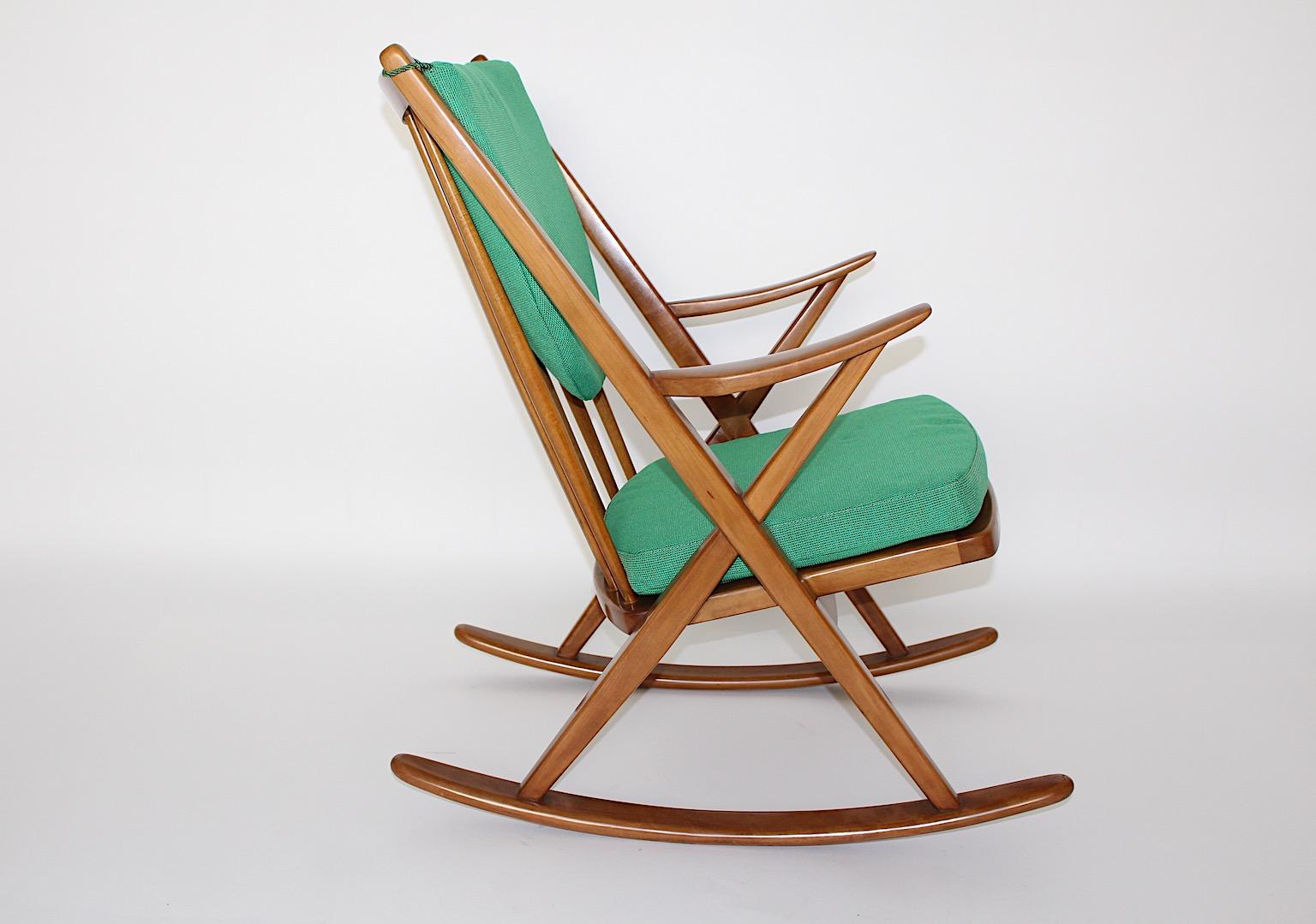 Danish Scandinavian Modern Vintage Organic Beech Rocking Chairs Duo Frank Reenskaug  For Sale