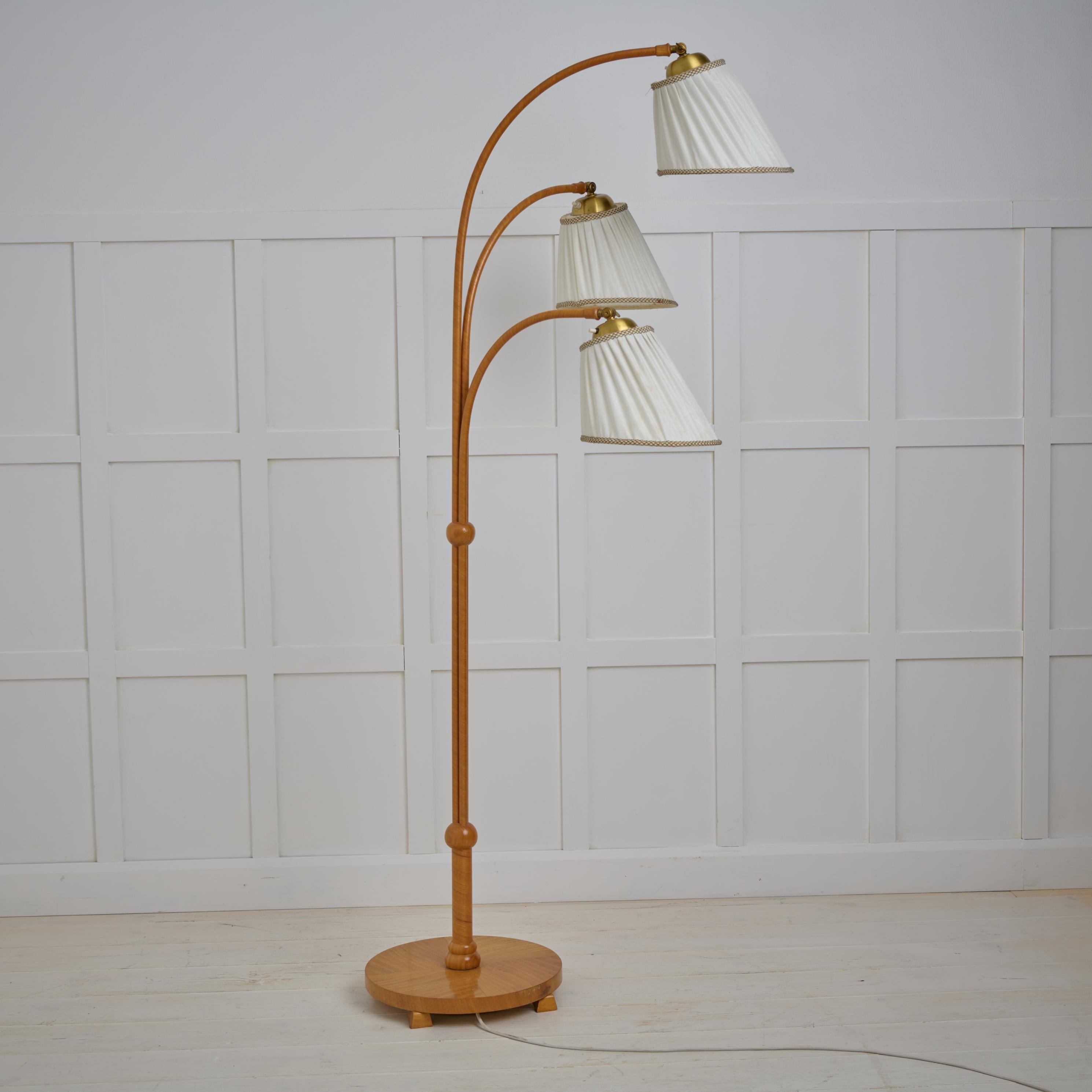 Scandinavian Modern Vintage Swedish Floor Lamp with Three Light Sources In Good Condition For Sale In Kramfors, SE
