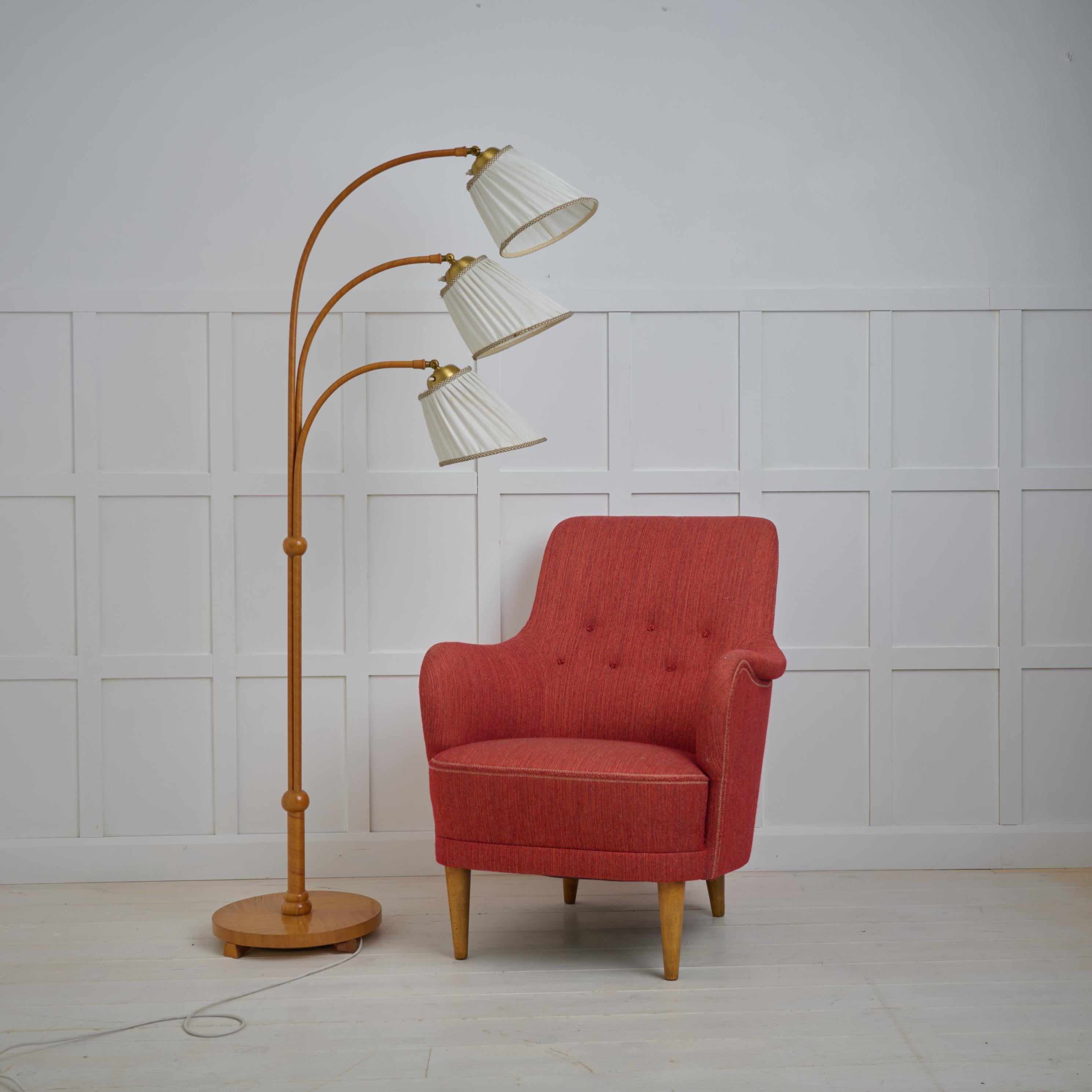 Scandinavian Modern Vintage Swedish Floor Lamp with Three Light Sources For Sale 3