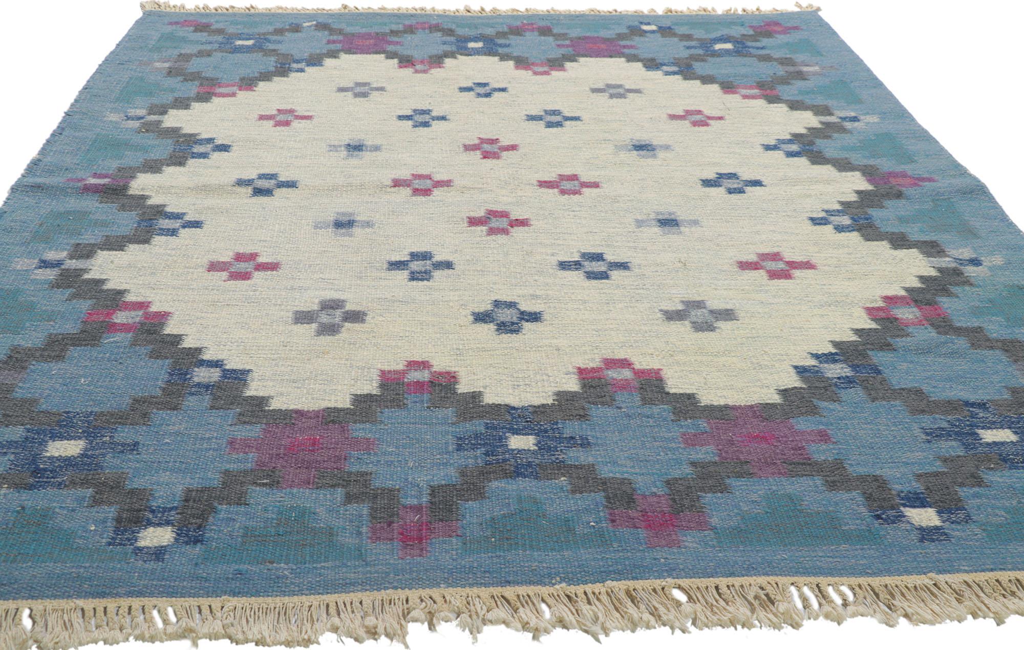 Skandinavischer moderner schwedischer Kelim-Rollakan-Teppich von Anne Marie Boberg, Vintage  (Skandinavische Moderne) im Angebot