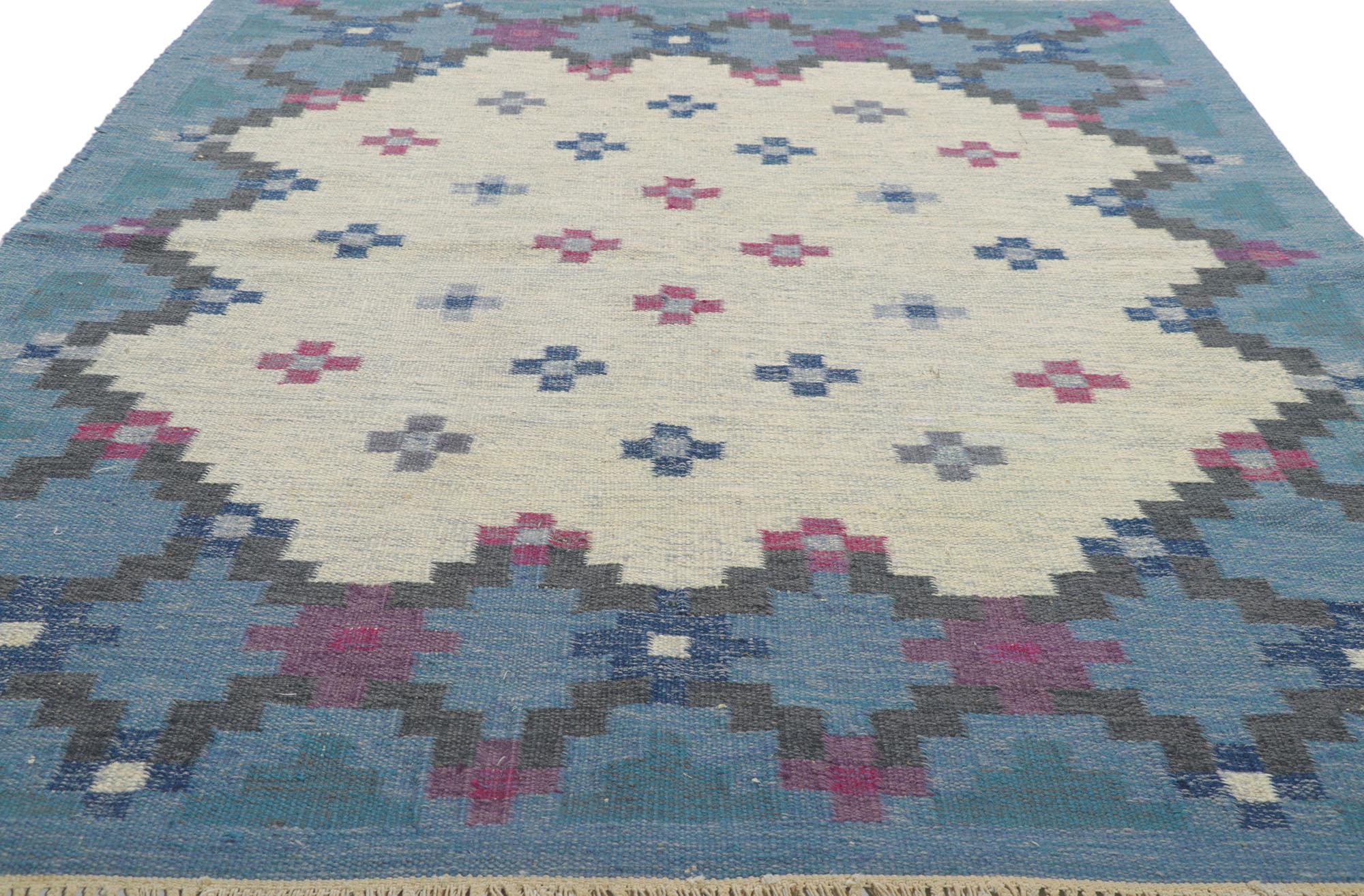 Alfombra sueca Kilim Rollakan escandinava moderna y vintage de Anne Marie Boberg Sueco en venta