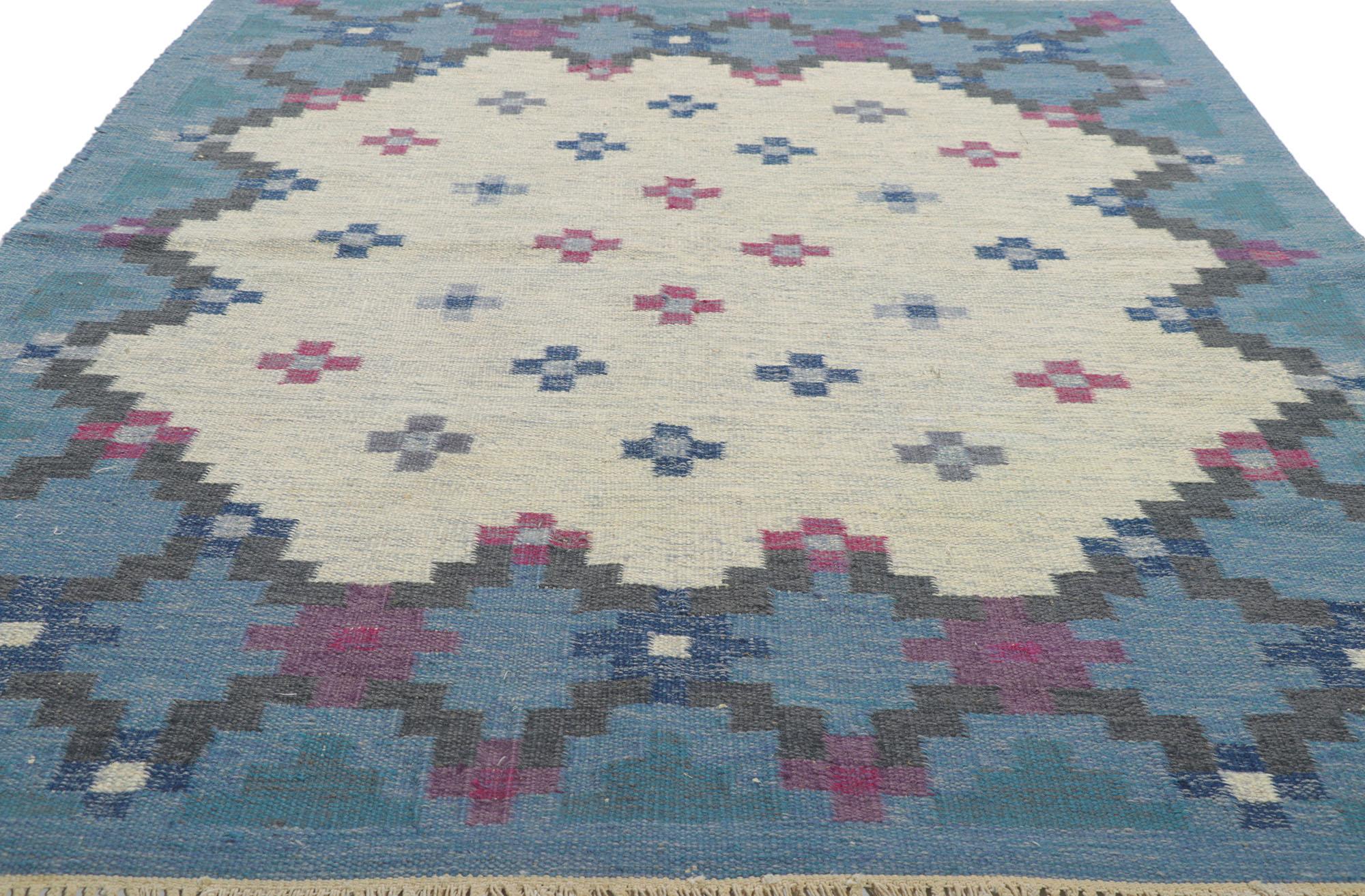 Suédois Tapis Kilim Rollakan suédois vintage de style scandinave moderne par Anne Marie Boberg  en vente