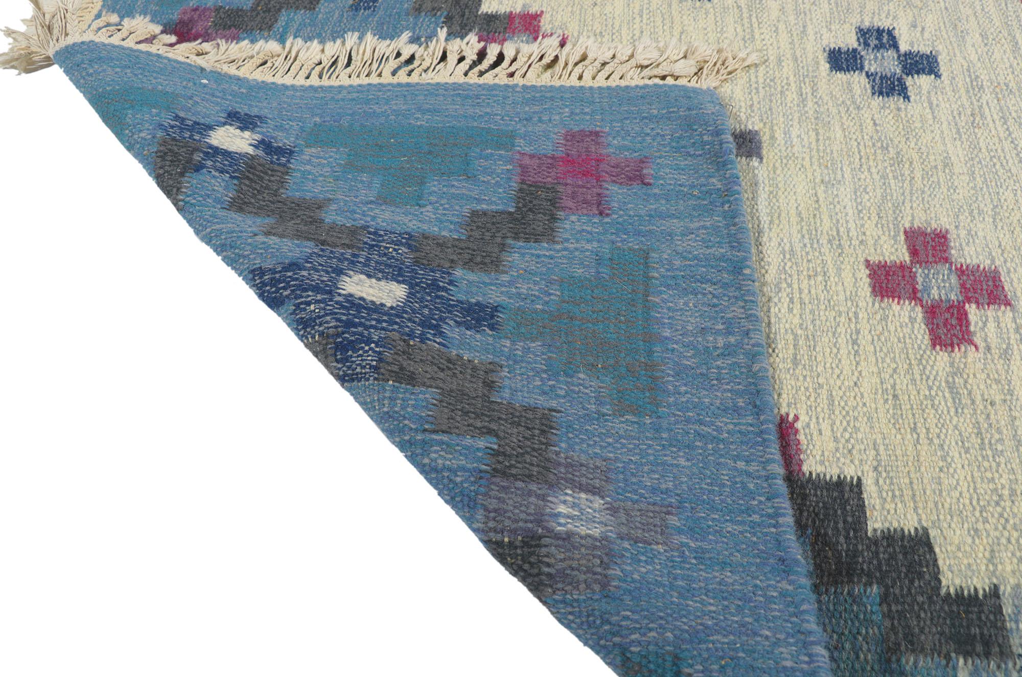 Skandinavischer moderner schwedischer Kelim-Rollakan-Teppich von Anne Marie Boberg, Vintage  (Handgewebt) im Angebot