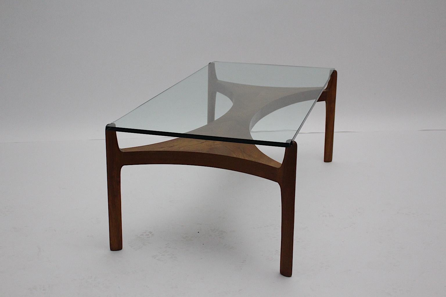 Scandinavian Modern Vintage Teak Glass Coffee Table by Sven Ellekaer, 1960s For Sale 1