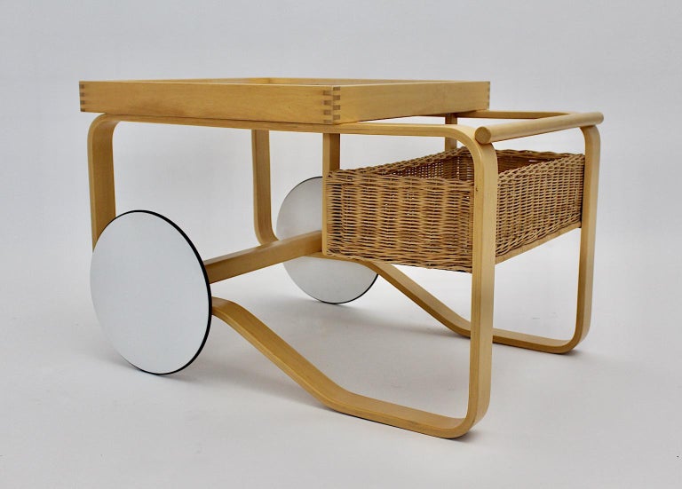 Scandinavian Modern Vintage White Alvar Aalto Tea Cart 900 Artek, 1937 ...
