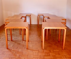 Scandinavian Modern Vintage Y Legs Ten Stacking Tables Alvar Aalto  1946 Finland