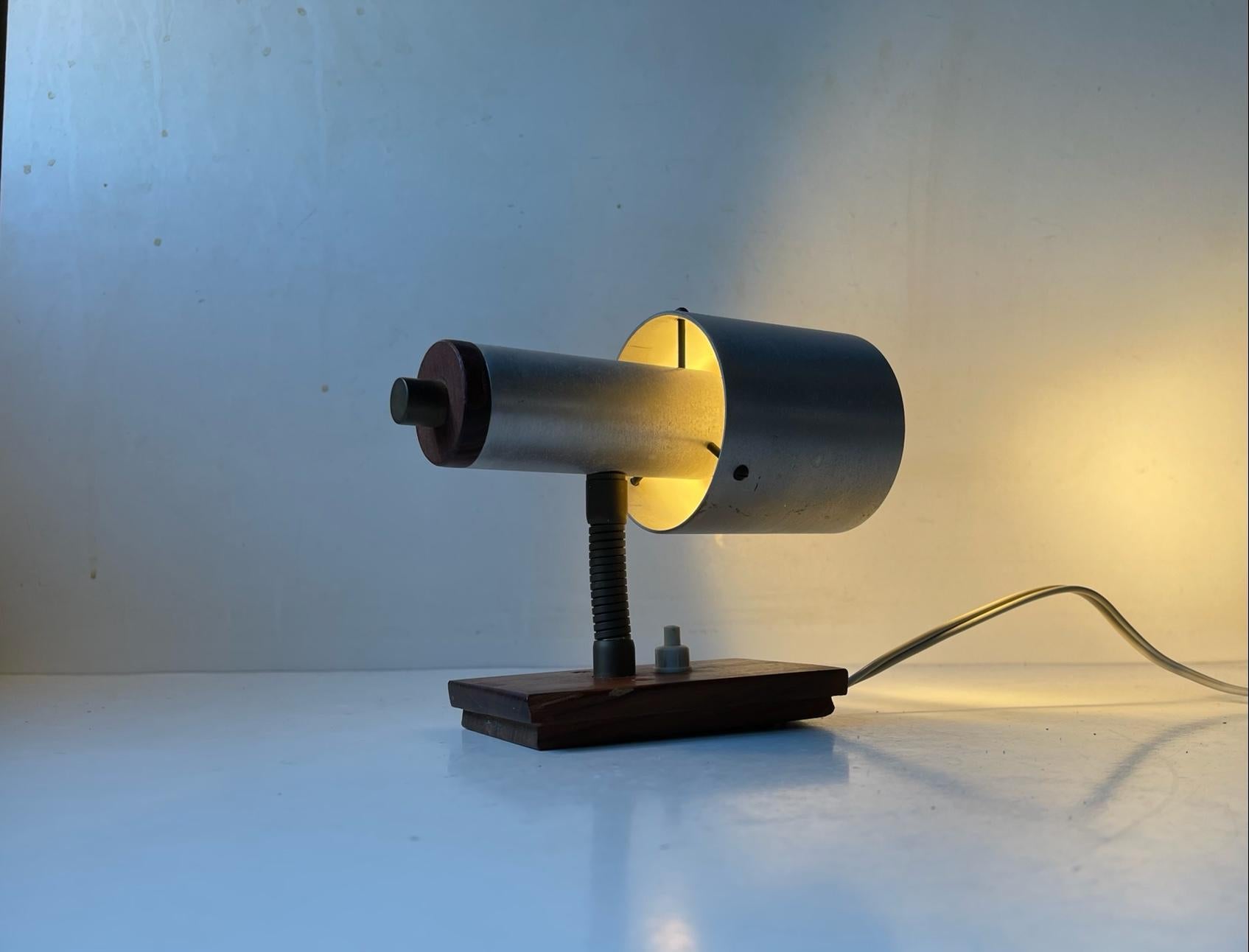 Mid-Century Modern Scandinavian Modern Wall Lamp in Aluminum & Teak, 1960s For Sale