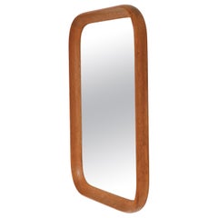 Specchio da parete moderno scandinavo in legno massiccio di quercia, Danimarca, anni '50