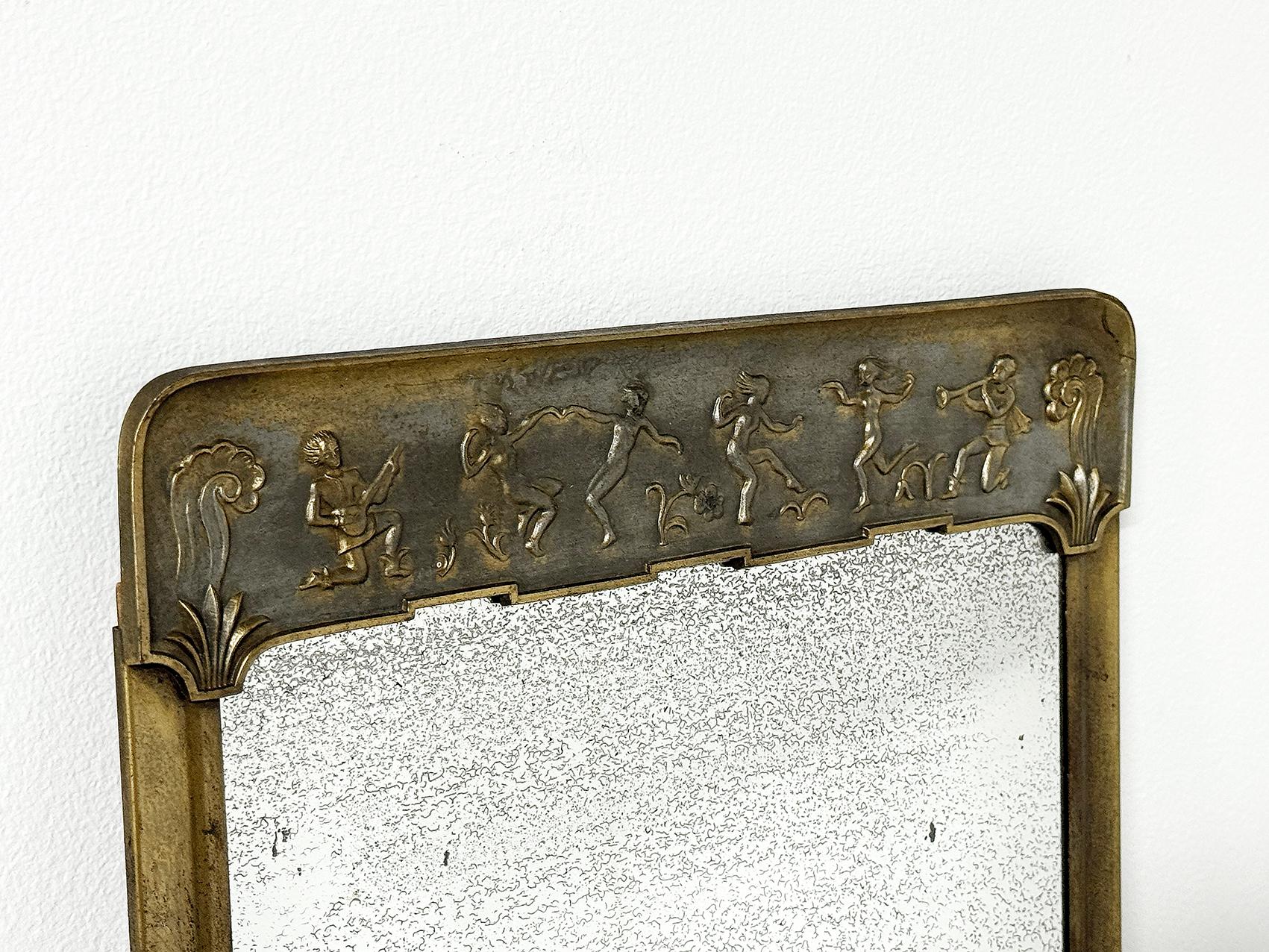 Espejo de pared moderno escandinavo, Stjärnmetall ca 1930s Sueco en venta
