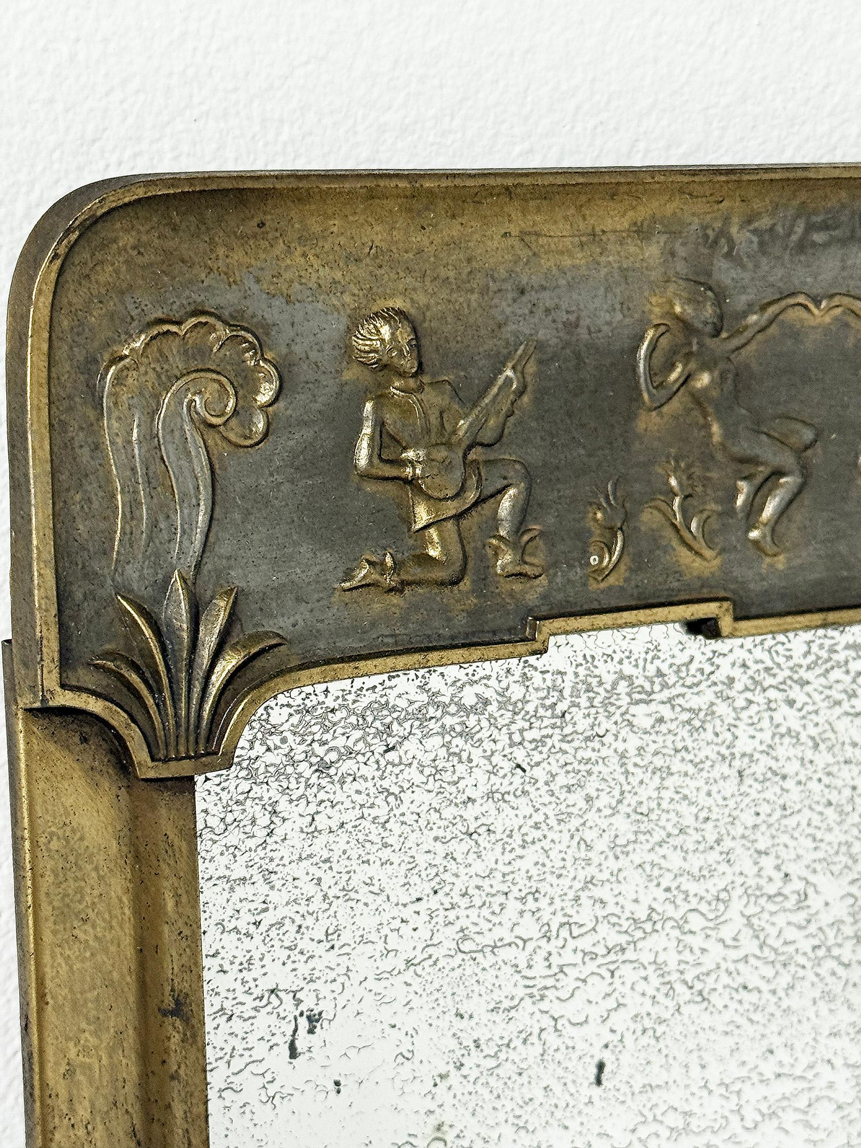 Espejo de pared moderno escandinavo, Stjärnmetall ca 1930s en Bueno estado para la venta en Örebro, SE