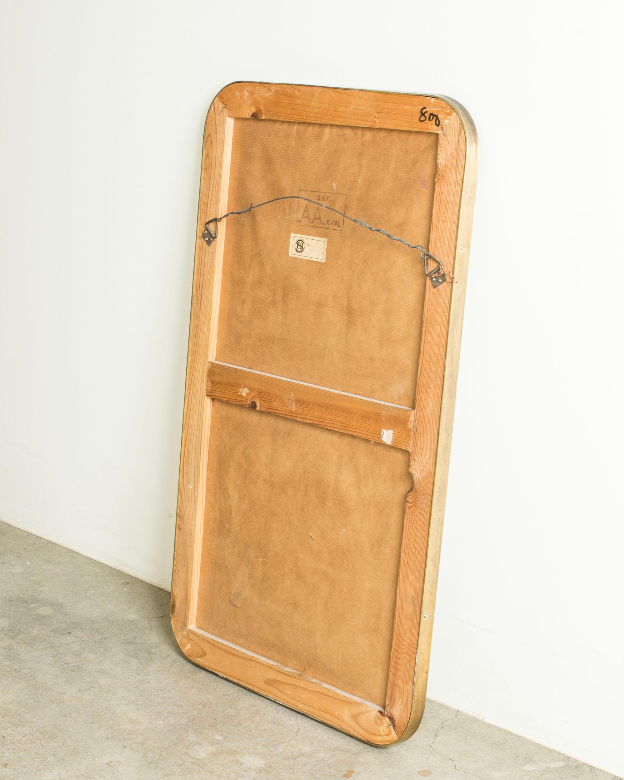 Laiton Scandinavian Modern Wall Mirror, Sweden, 1940s en vente