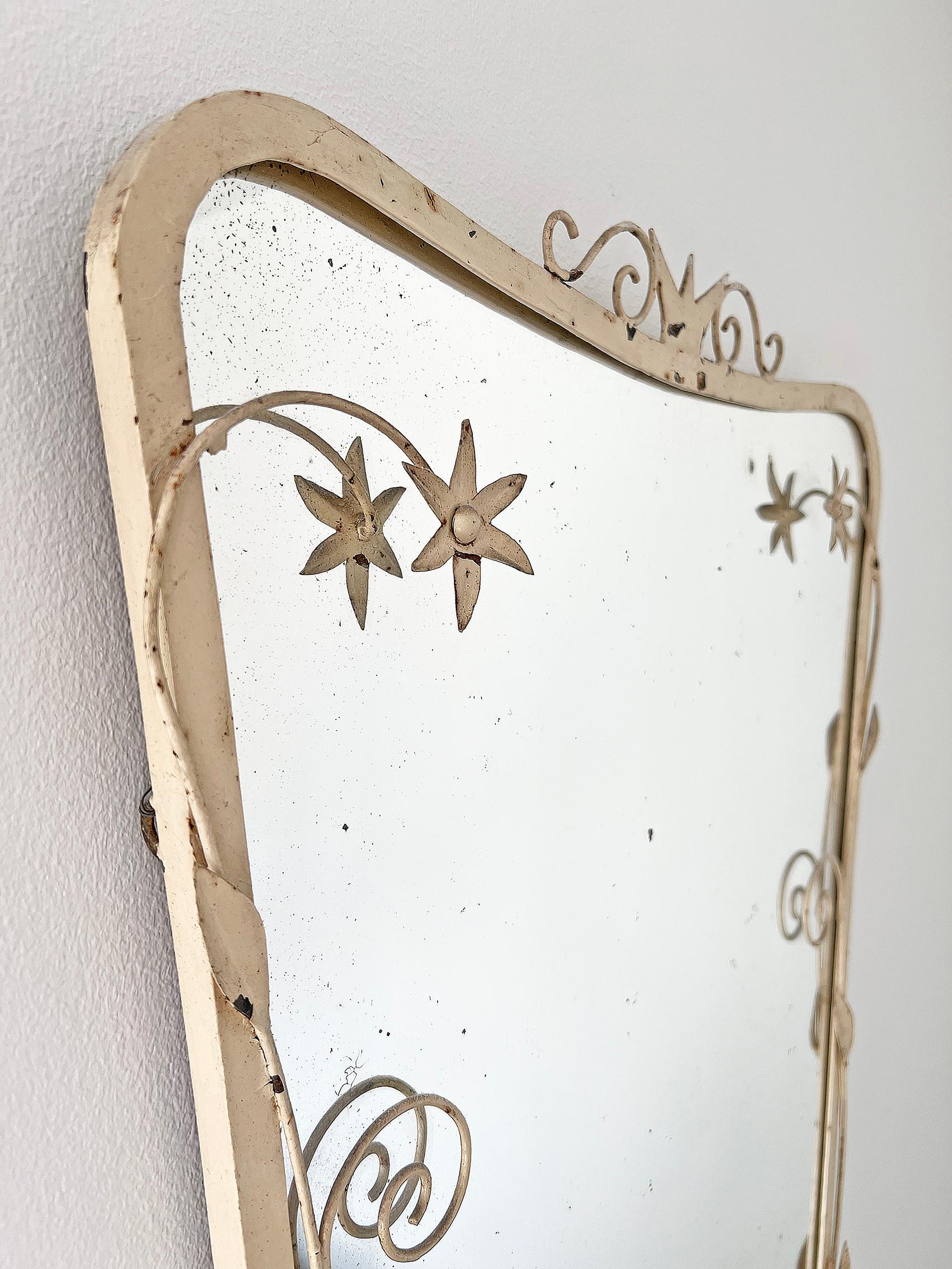 Metal Scandinavian Modern Wall Mirror, Sweden, circa 1940s For Sale