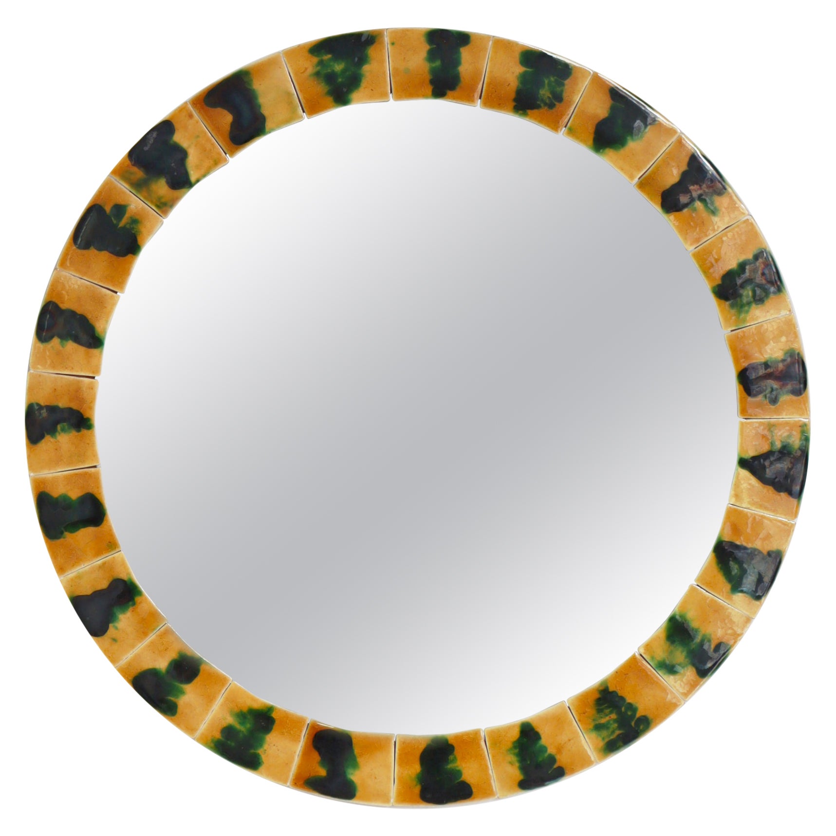 The Modern Scandinavian Wall Mirror with Ceramic Tiles Illums Bolighus, 1960s en vente
