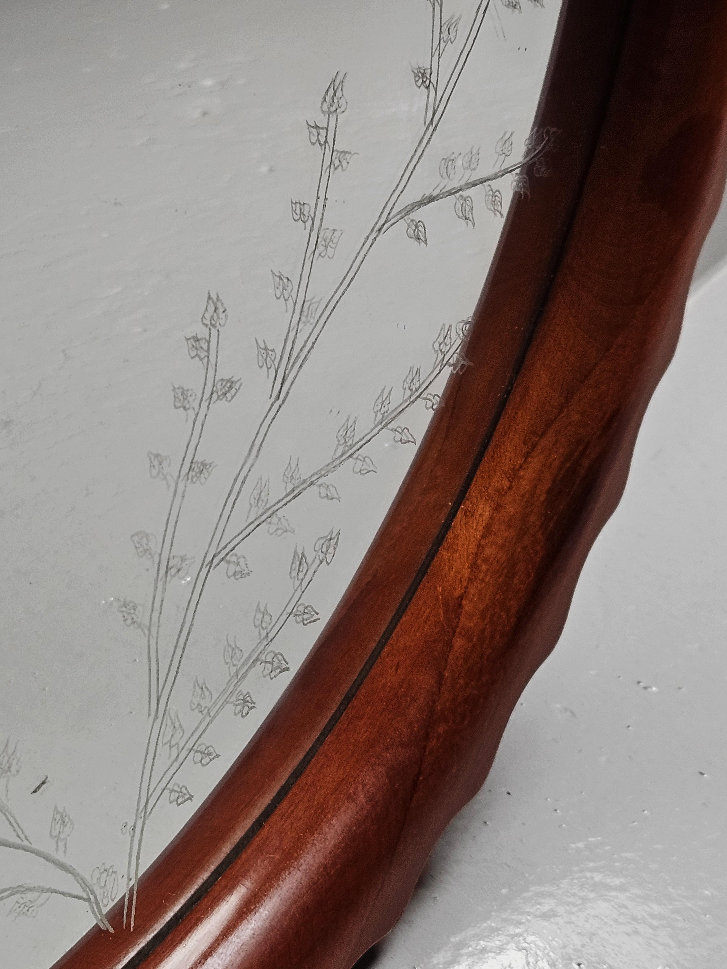 20th Century Scandinavian modern wall mirror with floral etching, anonymous, Sweden, 1940s For Sale