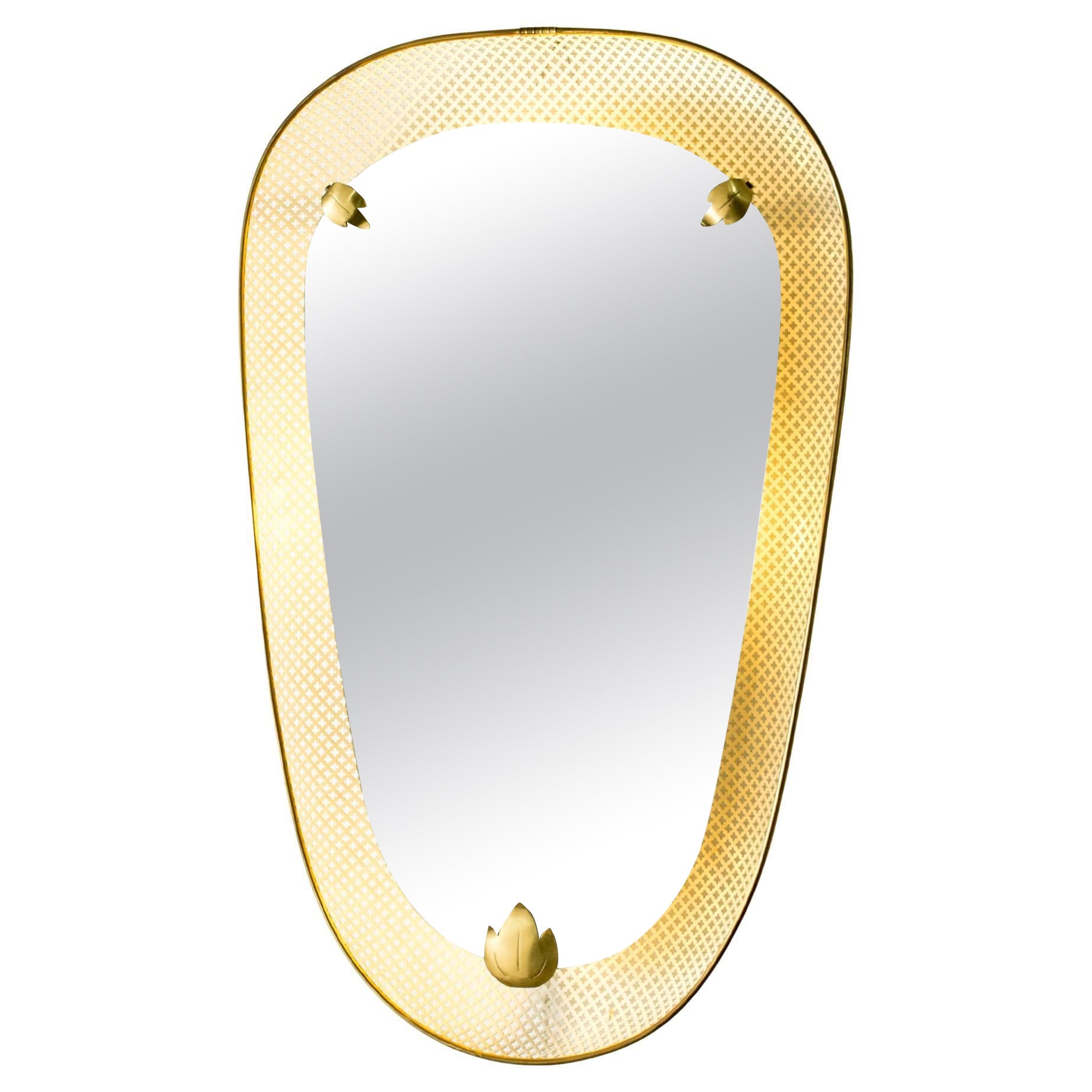 Scandinavian Modern Wall Mirror with lighting, Sweden, 1940s