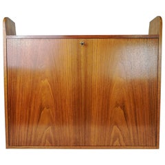 Scandinavian Modern Wall Mounted Office Cabinet Teak, Sweden, 1960s