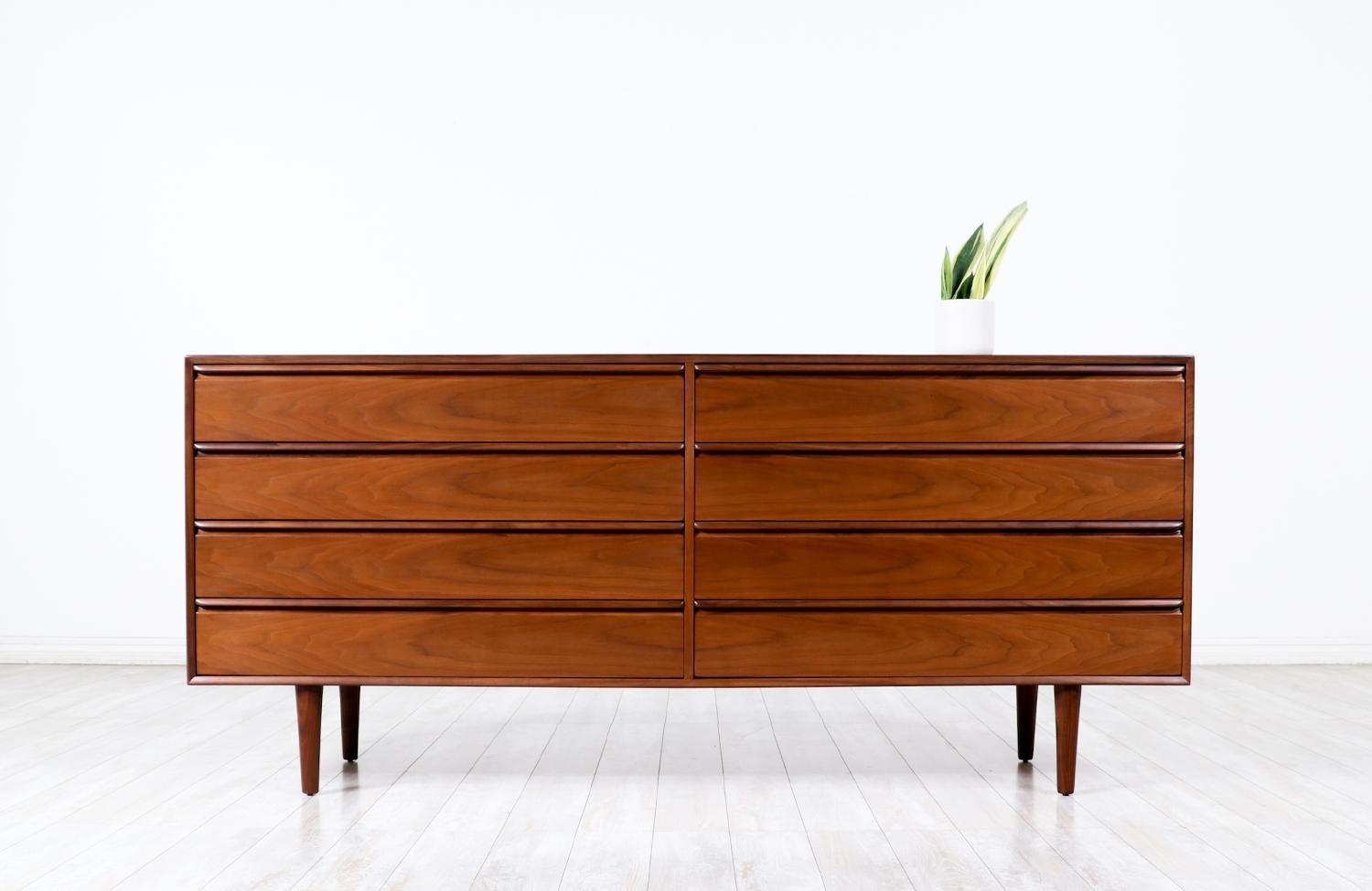Norwegian Scandinavian Modern Walnut 8-Drawer Dresser by Westnofa