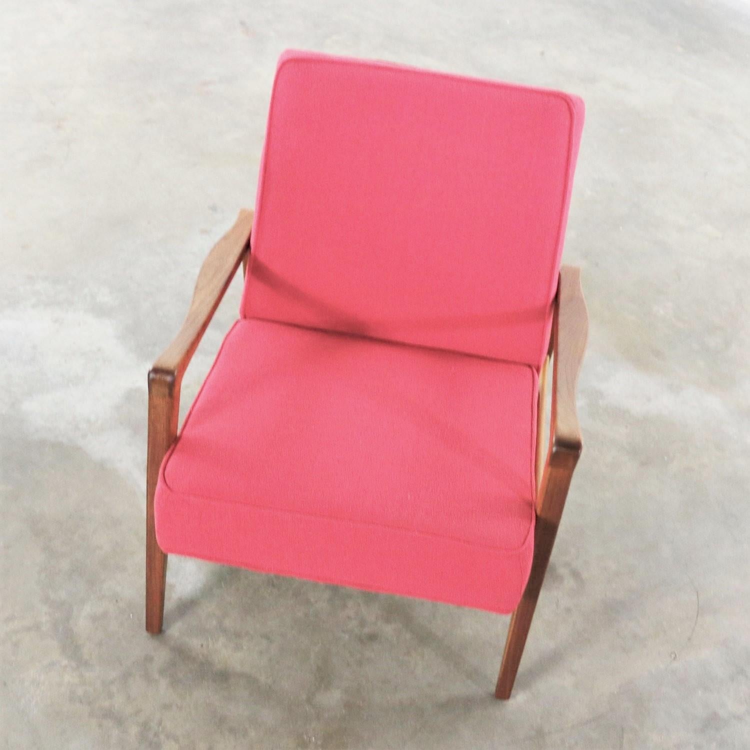 Tissu Chaise longue George Nelson 5476 pour Herman Miller restaurée et en tissu fuchsia en vente