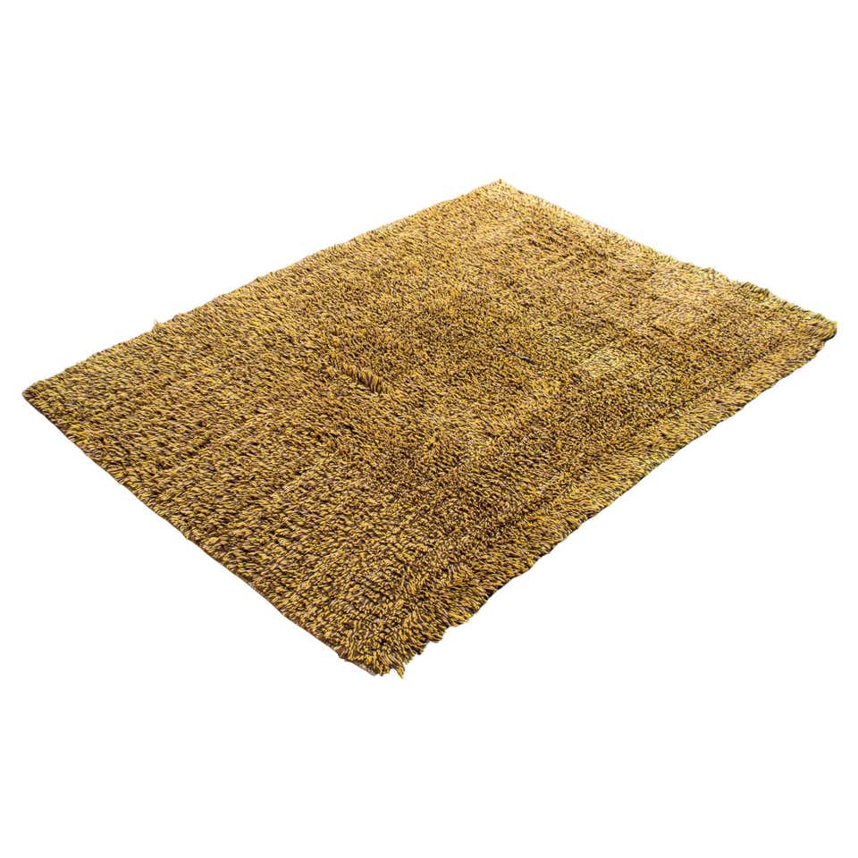 Scandinavian Modern Warm Tone Rya Rug For Sale at 1stDibs