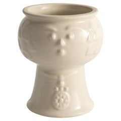 Scandinavian Modern White Porcelaine Face Vase by  Ancher Iversen, aida, Denmark
