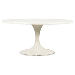 Vintage Scandinavian Modern White Round Space Age Table Centrum 50 by Ikea, 1972