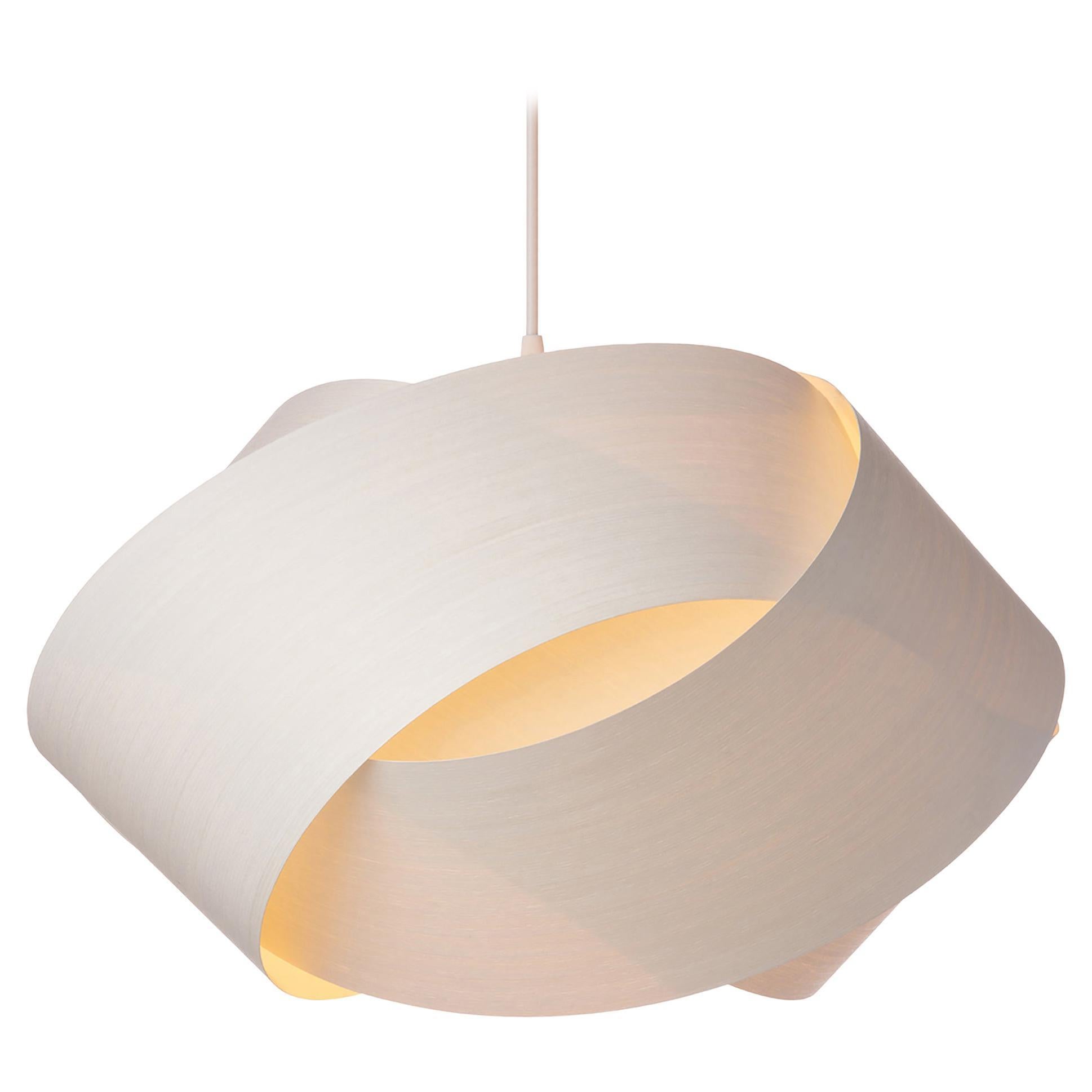 Scandinavian Modern White Wood 24" Chandelier Pendant