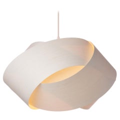 Scandinavian Modern White Wood 24" Chandelier Pendant