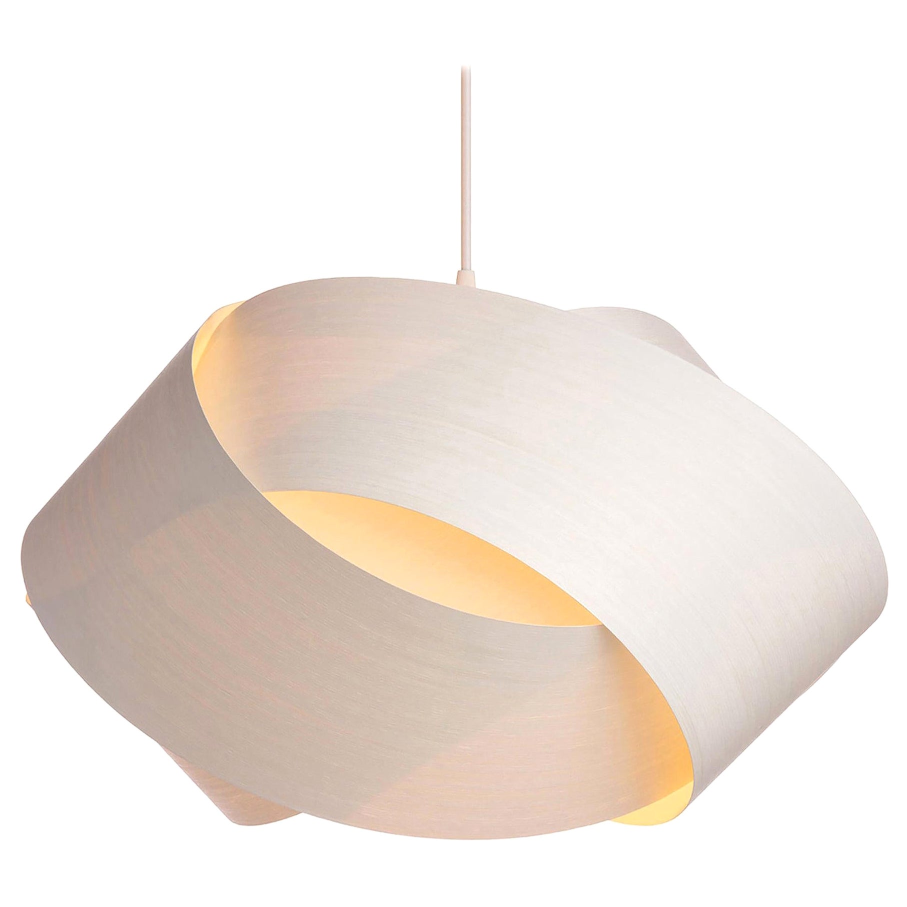Scandinavian Modern White Wood 27" Chandelier Pendant
