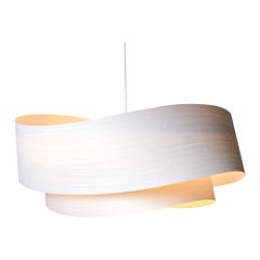 Scandinavian Modern White Wood 33" Chandelier Pendant