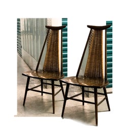 Scandinavian Modern Wicker-Back Chairs Ilmari Tapiovaara 1950 Finnish Modern