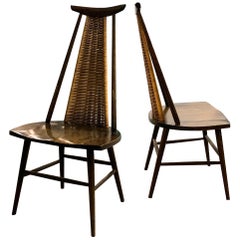 Scandinavian Modern Wicker-Back Chairs Ilmari Tapiovaara 1950 Finnish Modern