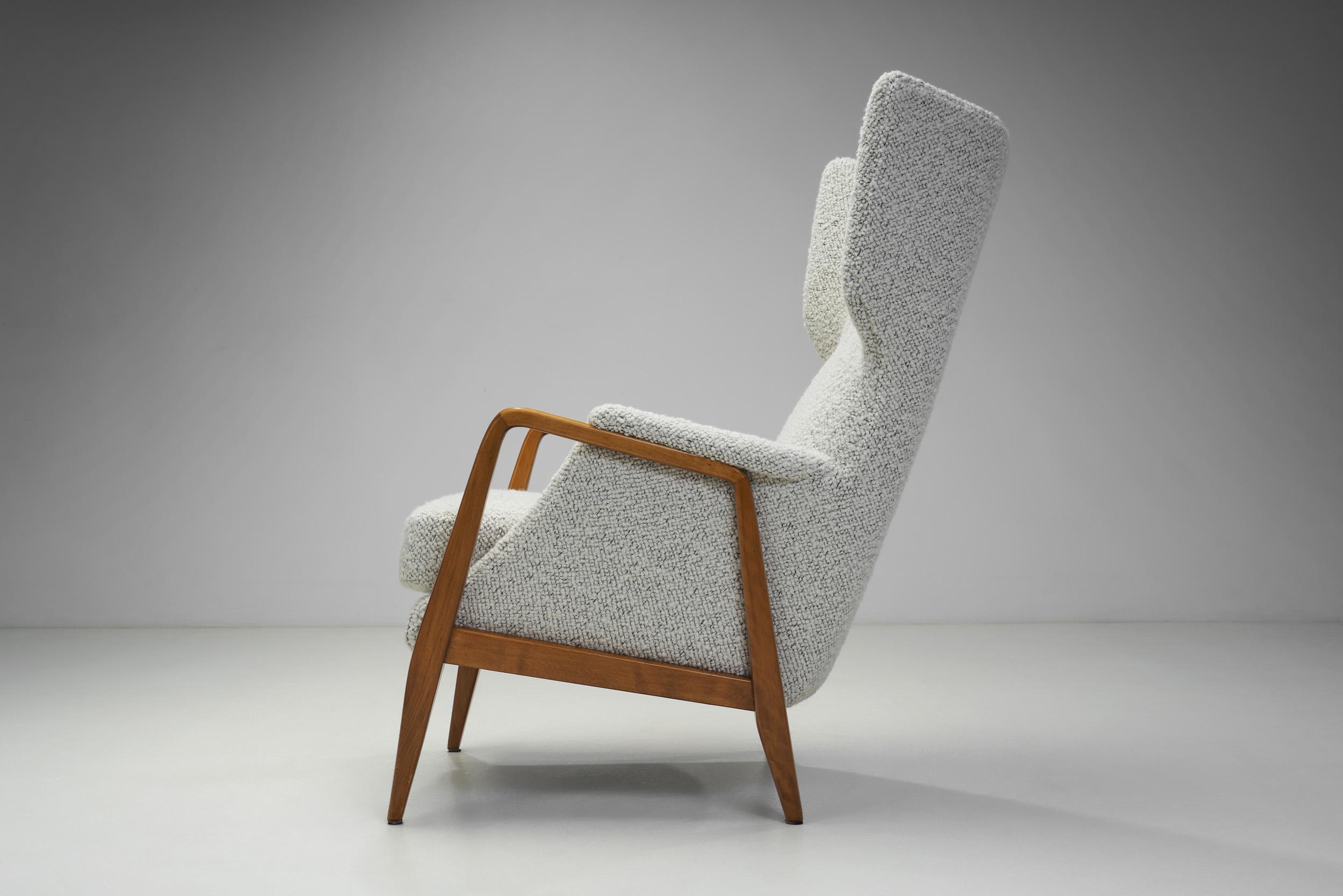 Scandinavian Modern Wingback Chair in Bouclé, Scandinavia ca 1940s 7