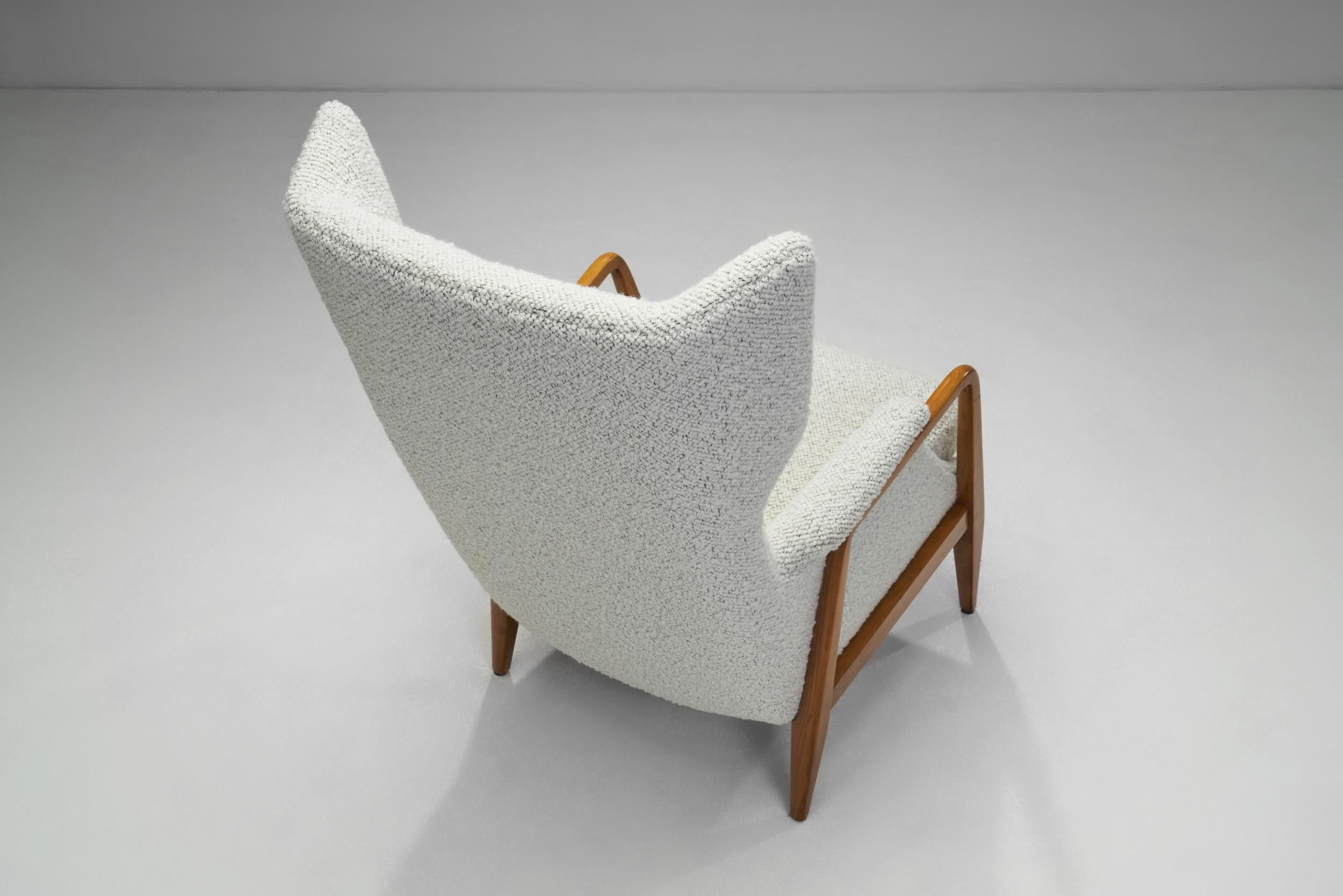 Scandinavian Modern Wingback Chair in Bouclé, Scandinavia ca 1940s 1