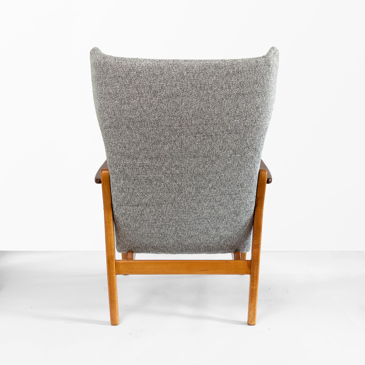 20th Century Scandinavian Modern Wingback Chair with a Solid Beech Wood Frame and Teak Arms