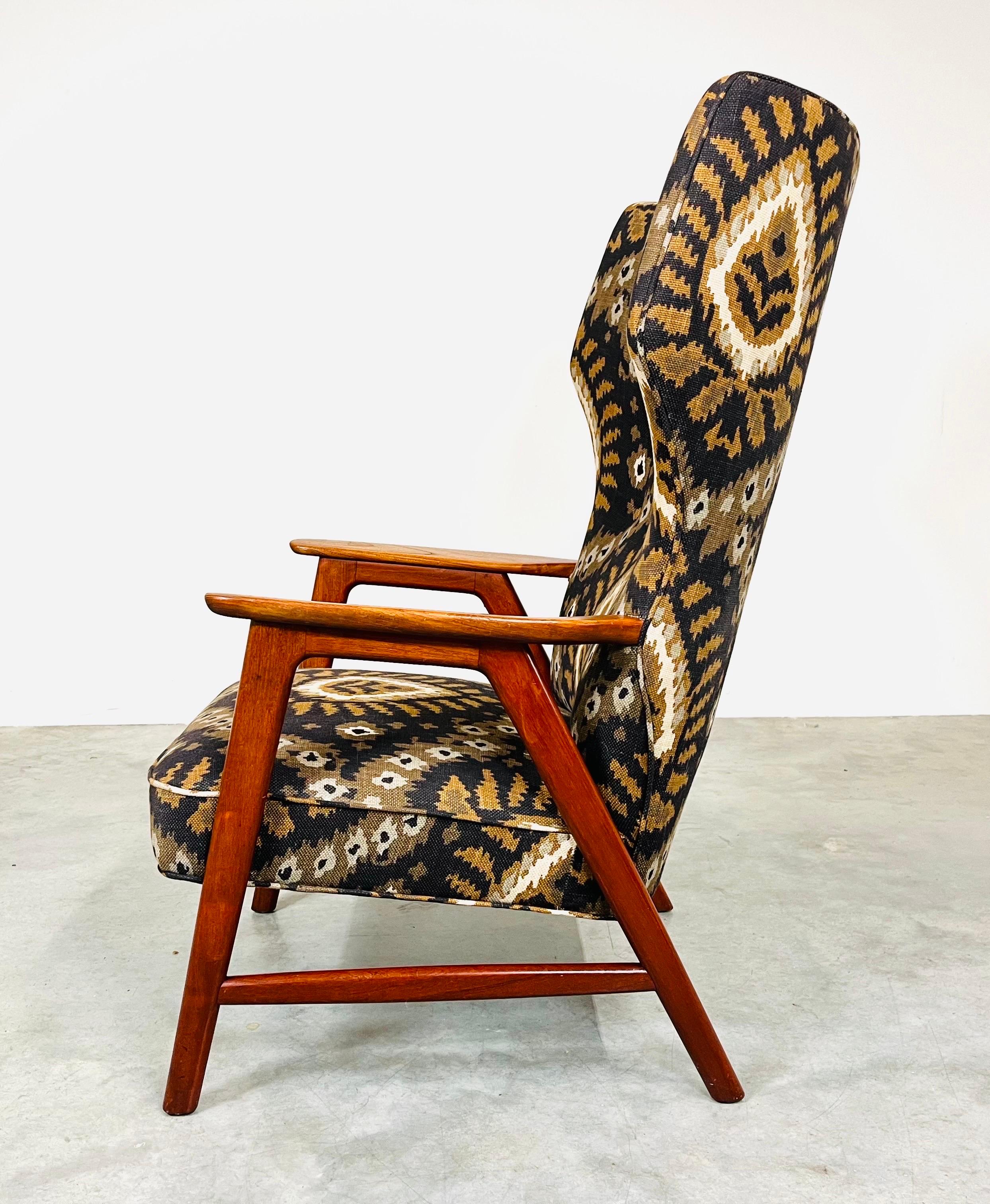 Danish Scandinavian Modern Wingback Lounge Chair After Aksel Bender Madsen  For Sale