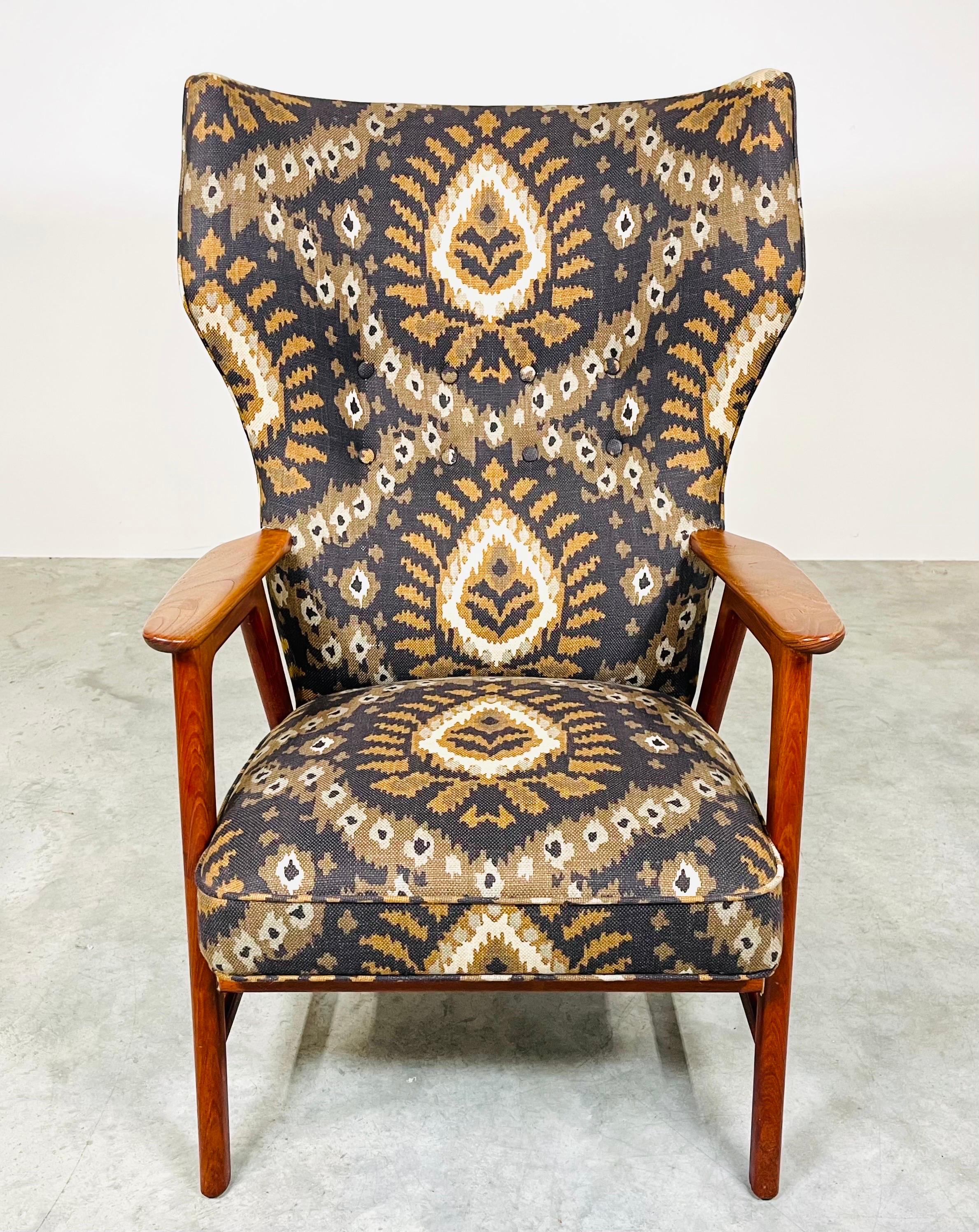 Scandinavian Modern Wingback Lounge Chair After Aksel Bender Madsen  For Sale 3