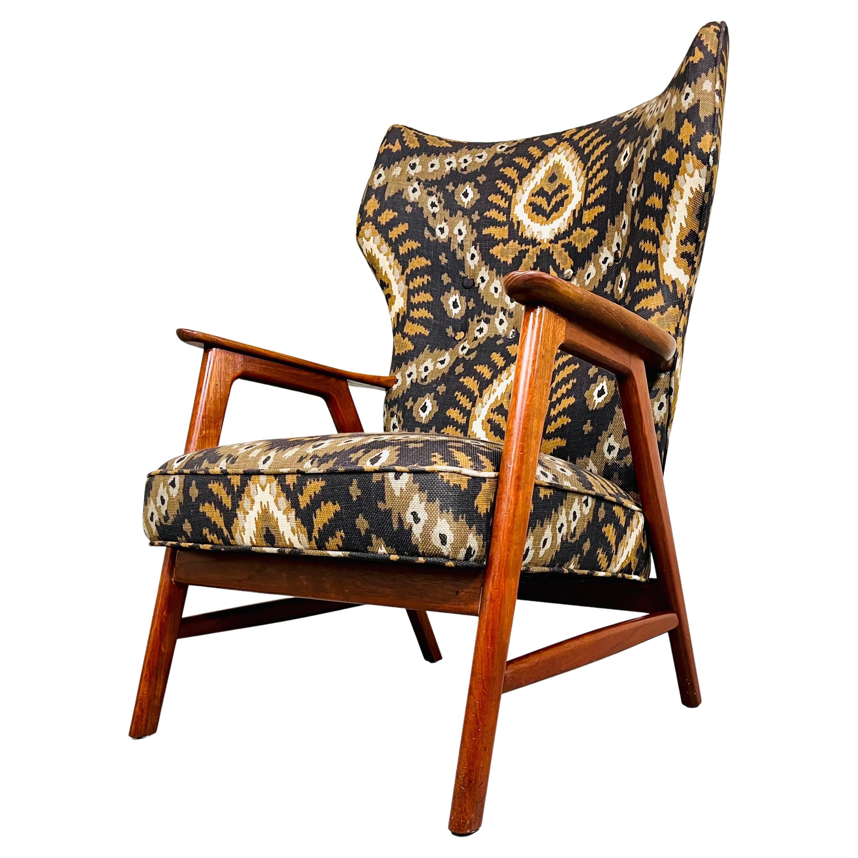 Scandinavian Modern Wingback Lounge Chair After Aksel Bender Madsen  For Sale