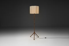 Scandinavian Modern Wood Floor Lamp with Tripod Base, Scandinavia 1950s