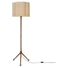Scandinavian Modern Wood Floor Lamp with Tripod Base, Scandinavia 1950s