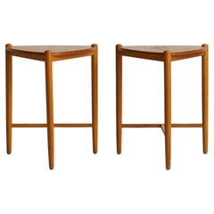 Scandinavian Modern Wood Side Table with Triangular Top, 1960s - 2 Available