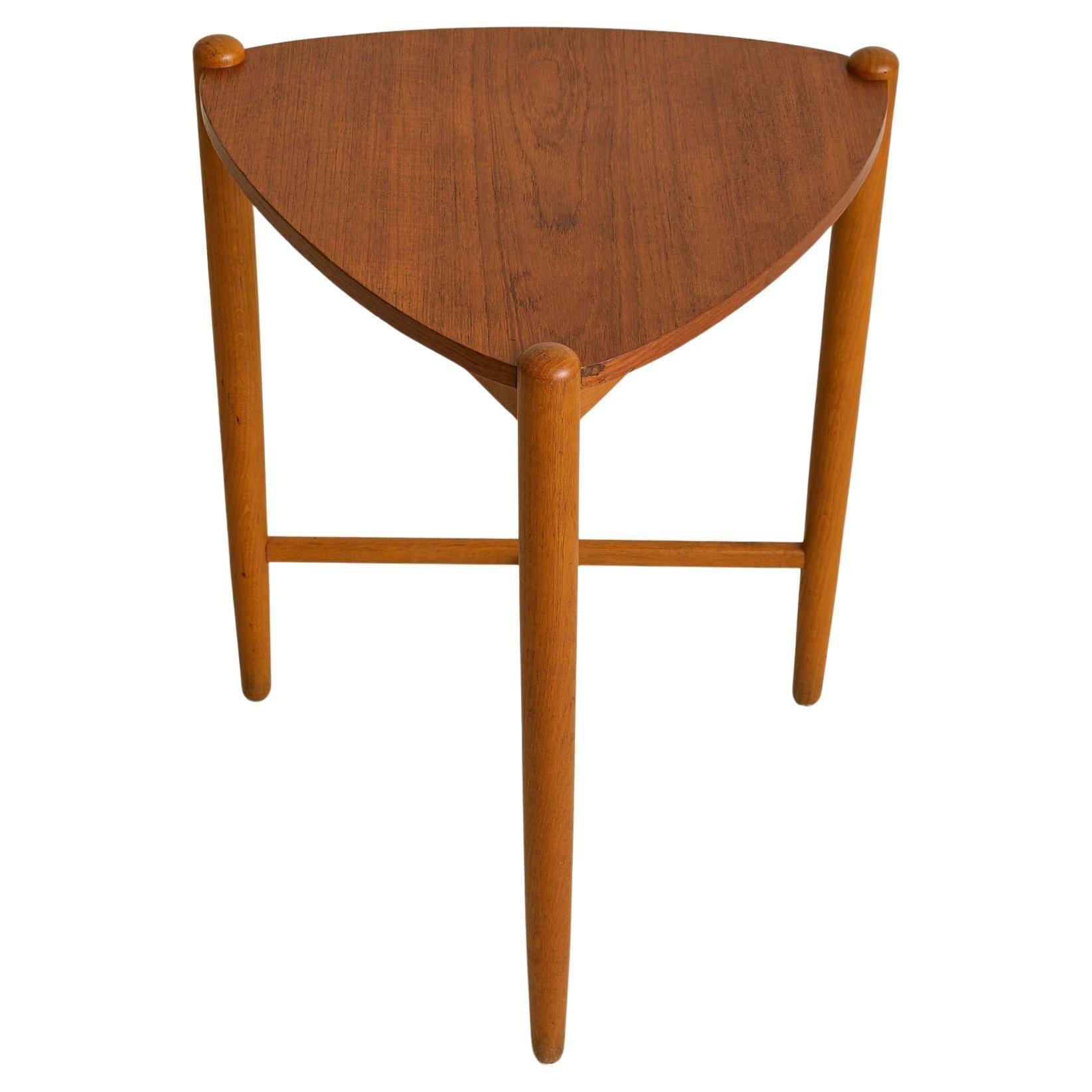Scandinavian Modern Wood Side Table with Triangular Top, 1960s - 2 Available