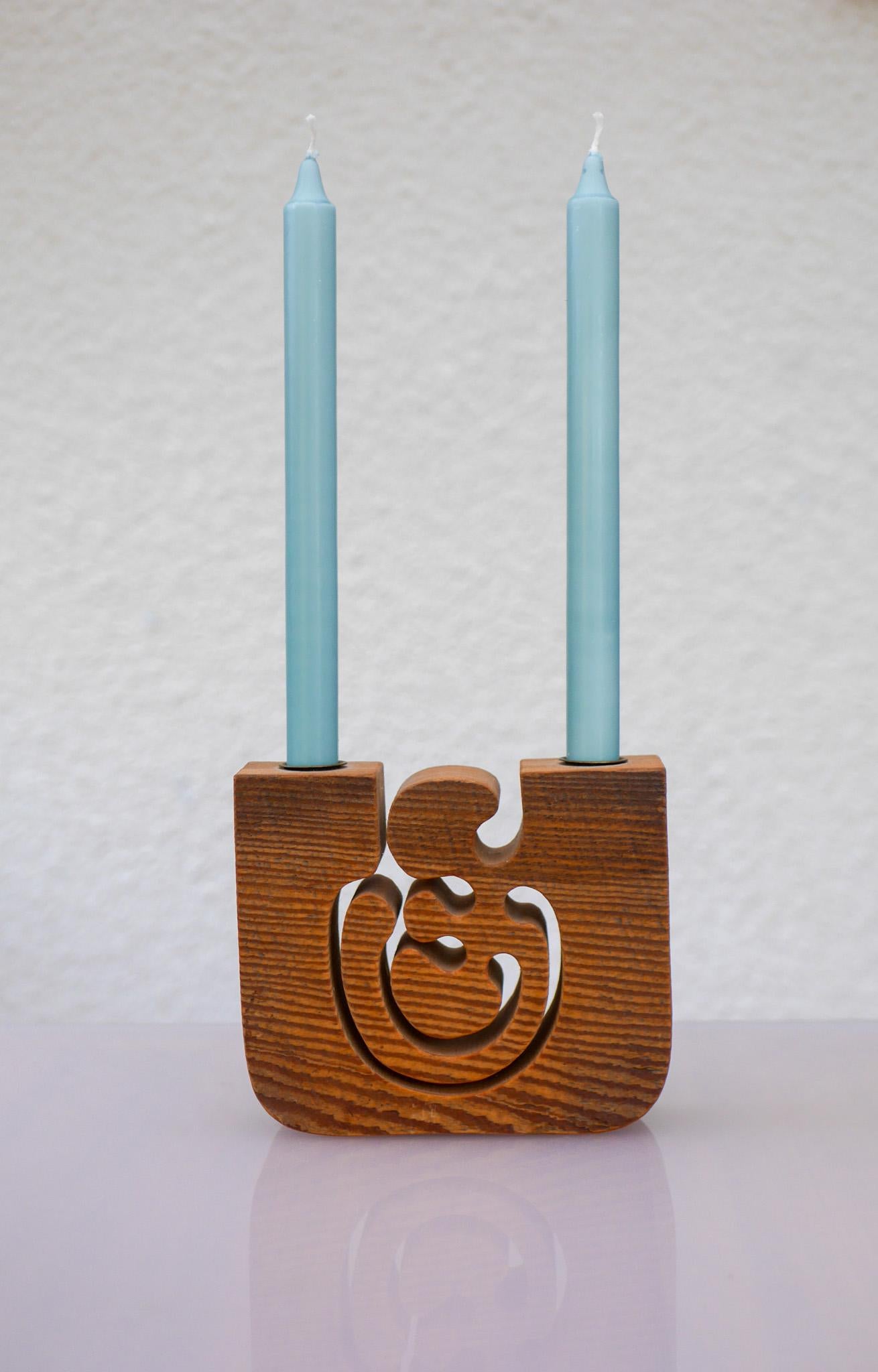 Scandinavian modern Wooden Candleholder by Gunnar Kanevad, Sweden, organic shape For Sale 4
