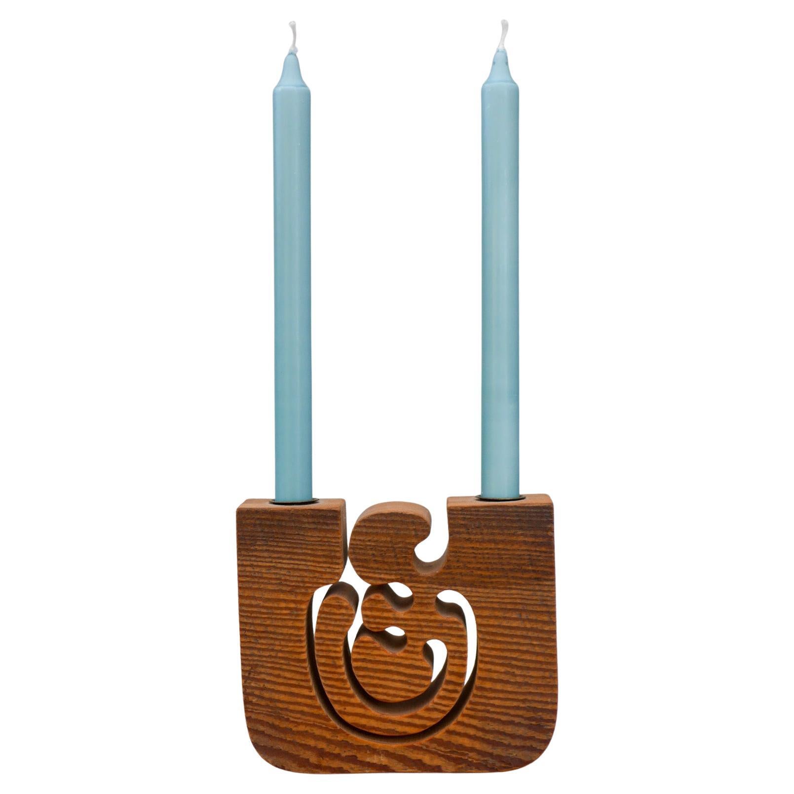 Scandinavian modern Wooden Candleholder by Gunnar Kanevad, Sweden, organic shape For Sale