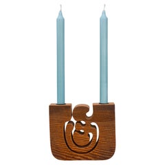 Scandinavian modern Wooden Candleholder by Gunnar Kanevad, Sweden, organic shape