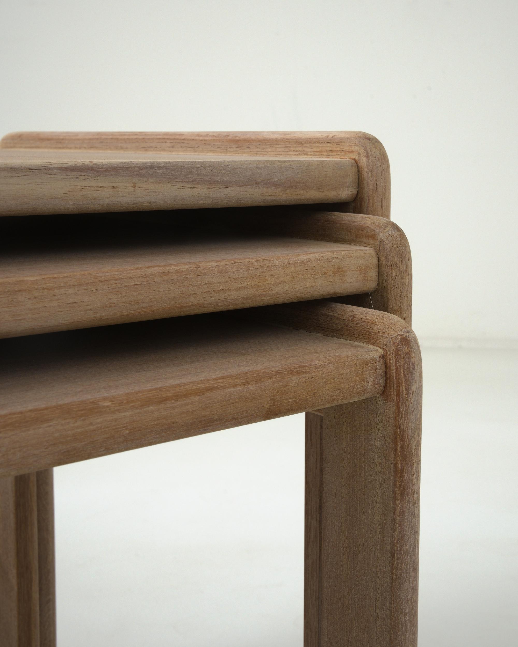 Scandinavian Modern Wooden Nesting Tables For Sale 4