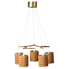 Scandinavian Modern Wooden Slat Pendant, 1960s