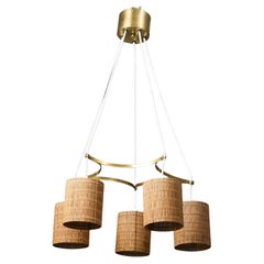 Scandinavian Modern Wooden Slat Pendant, 1960s