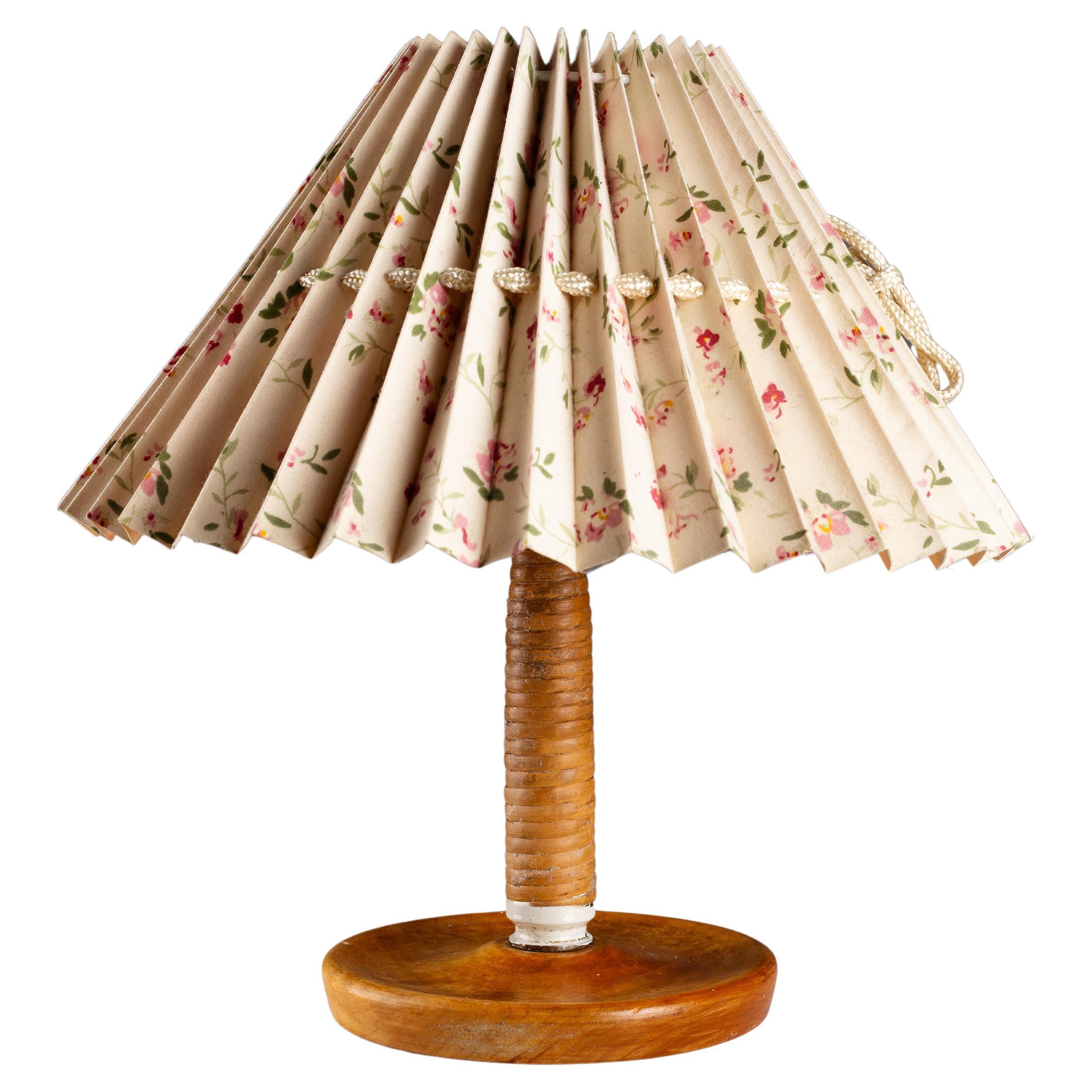 Scandinavian Modern Wooden Table Lamp with Rattan Wrap